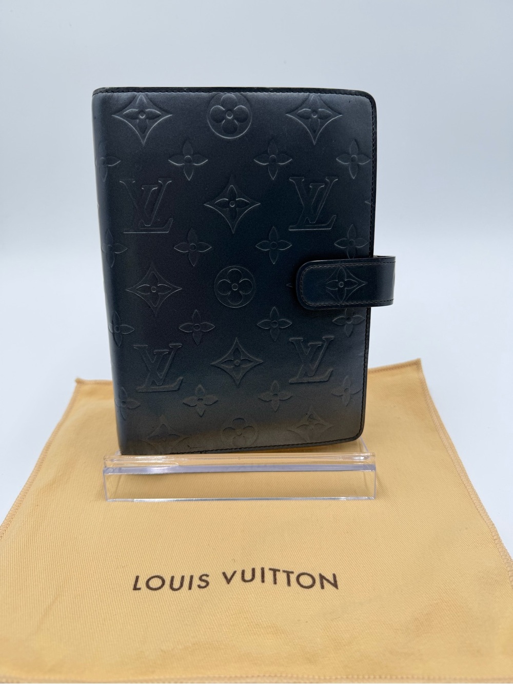 Louis Vuitton Unisex MM Size Noir Embossed Monogram Agenda W/Dust Bag